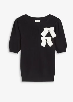 bonprix bonprix Jersey con aplicación de lazo Negro Best