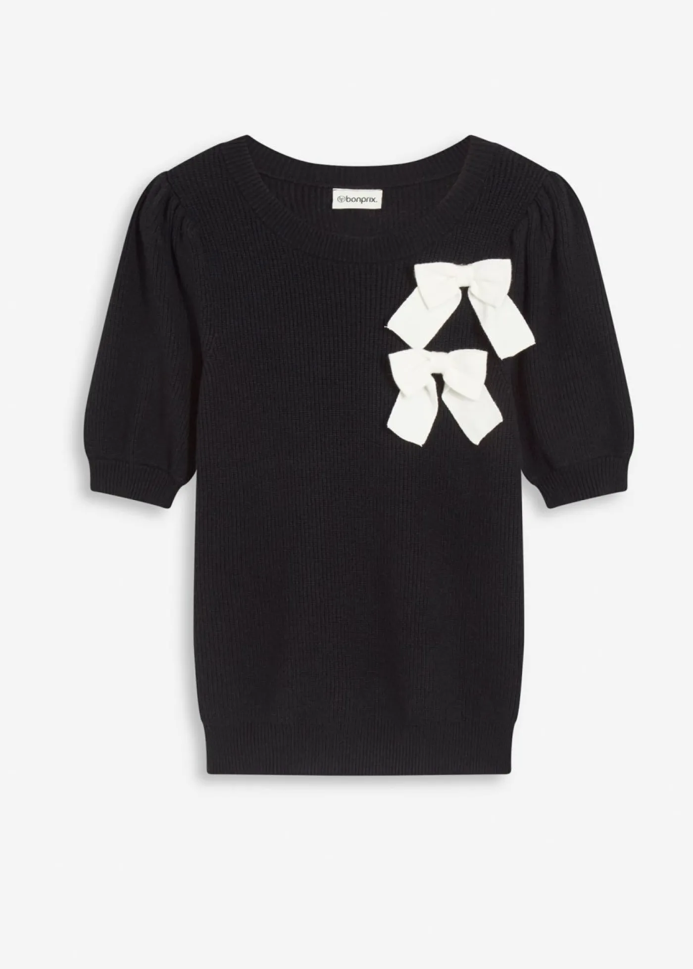 bonprix bonprix Jersey con aplicación de lazo Negro Best