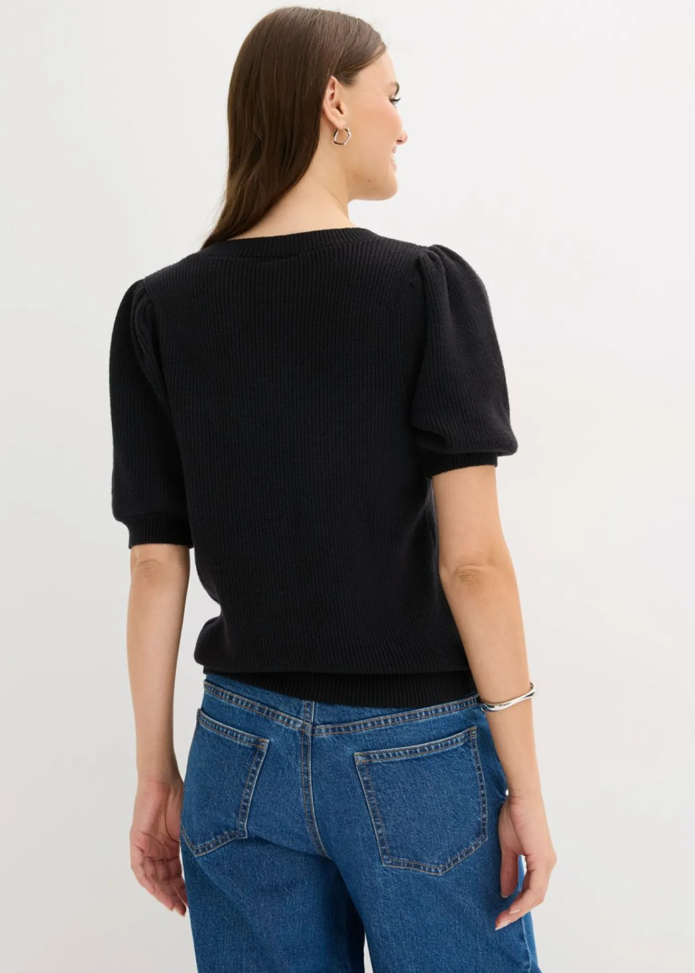 bonprix bonprix Jersey con aplicación de lazo Negro Best