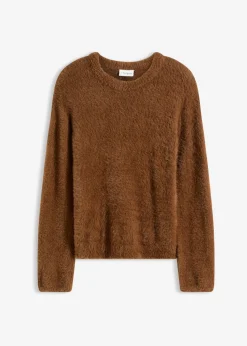 bonprix bonprix Jersey con aspecto de pelo marrón pimienta Sale