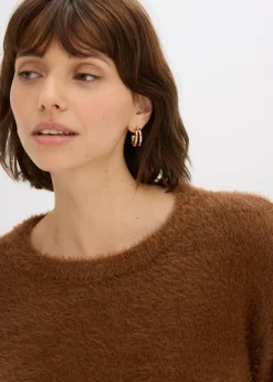 bonprix bonprix Jersey con aspecto de pelo marrón pimienta Sale
