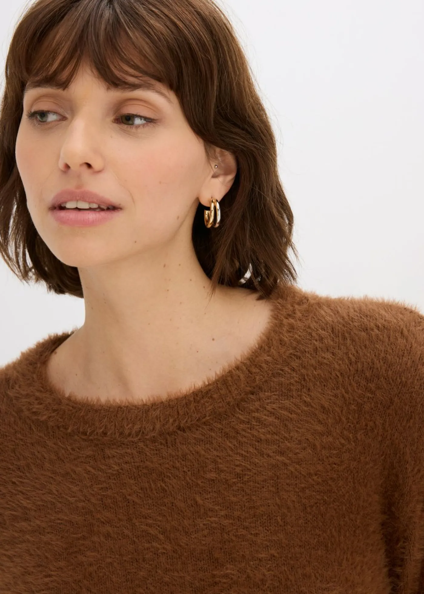 bonprix bonprix Jersey con aspecto de pelo marrón pimienta Sale