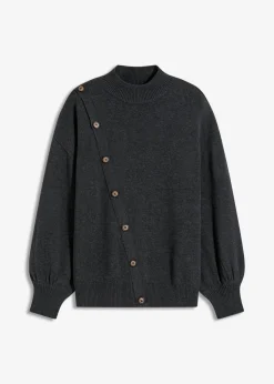 bonprix bonprix Jersey con botones antracita jaspeado moteado Hot