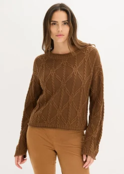 bonprix bonprix Jersey con contenido de algodón marrón pimienta Sale