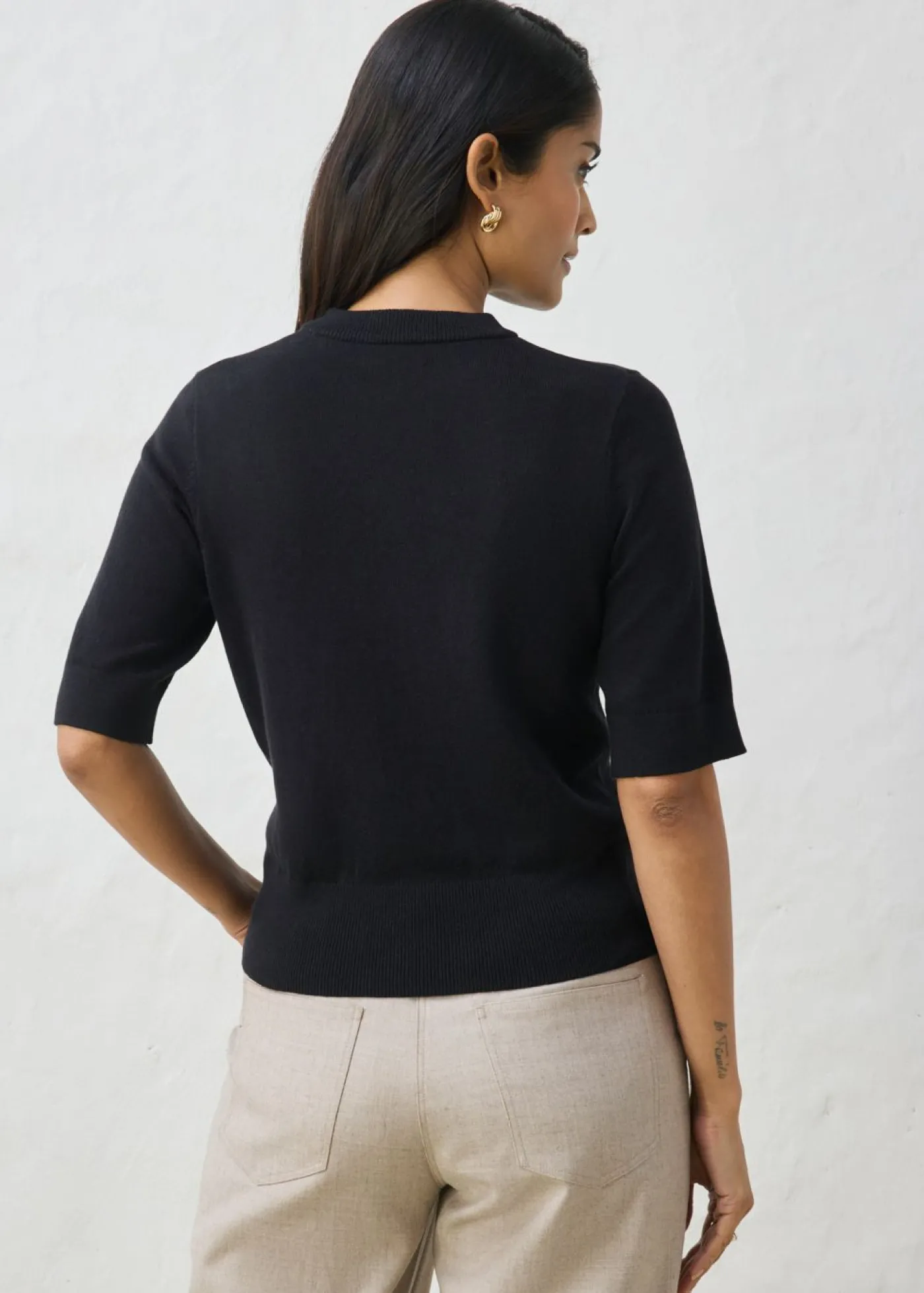 bonprix bonprix Jersey con contenido de seda Negro