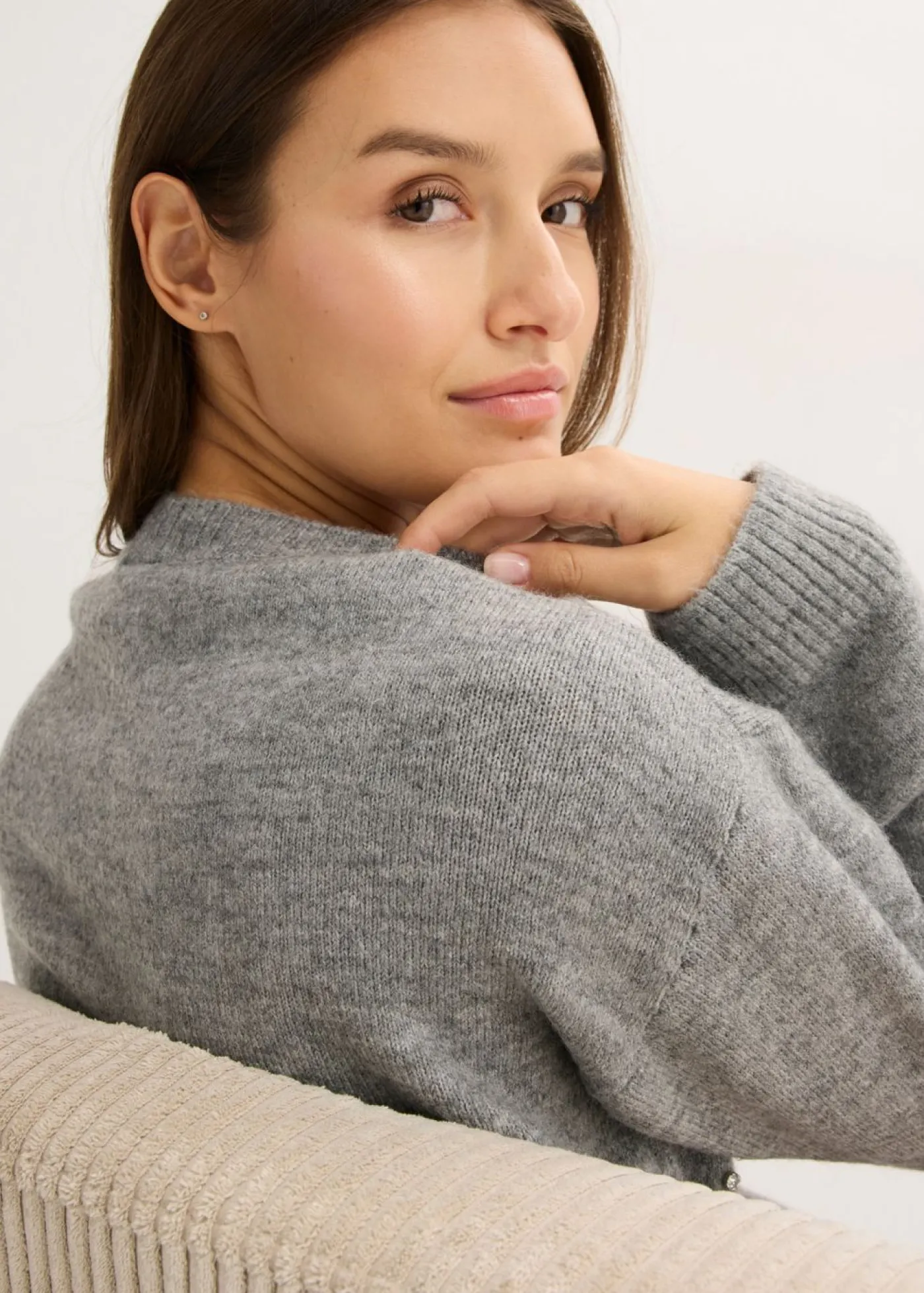 bonprix bonprix Jersey con corte boxy Gris jaspeado Discount