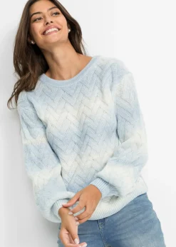 bonprix bonprix Jersey con corte boxy Azul hielo-blanco lana Hot