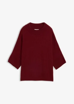 bonprix bonprix Jersey con corte boxy de mezcla de viscosa suave Rojo rubí Online