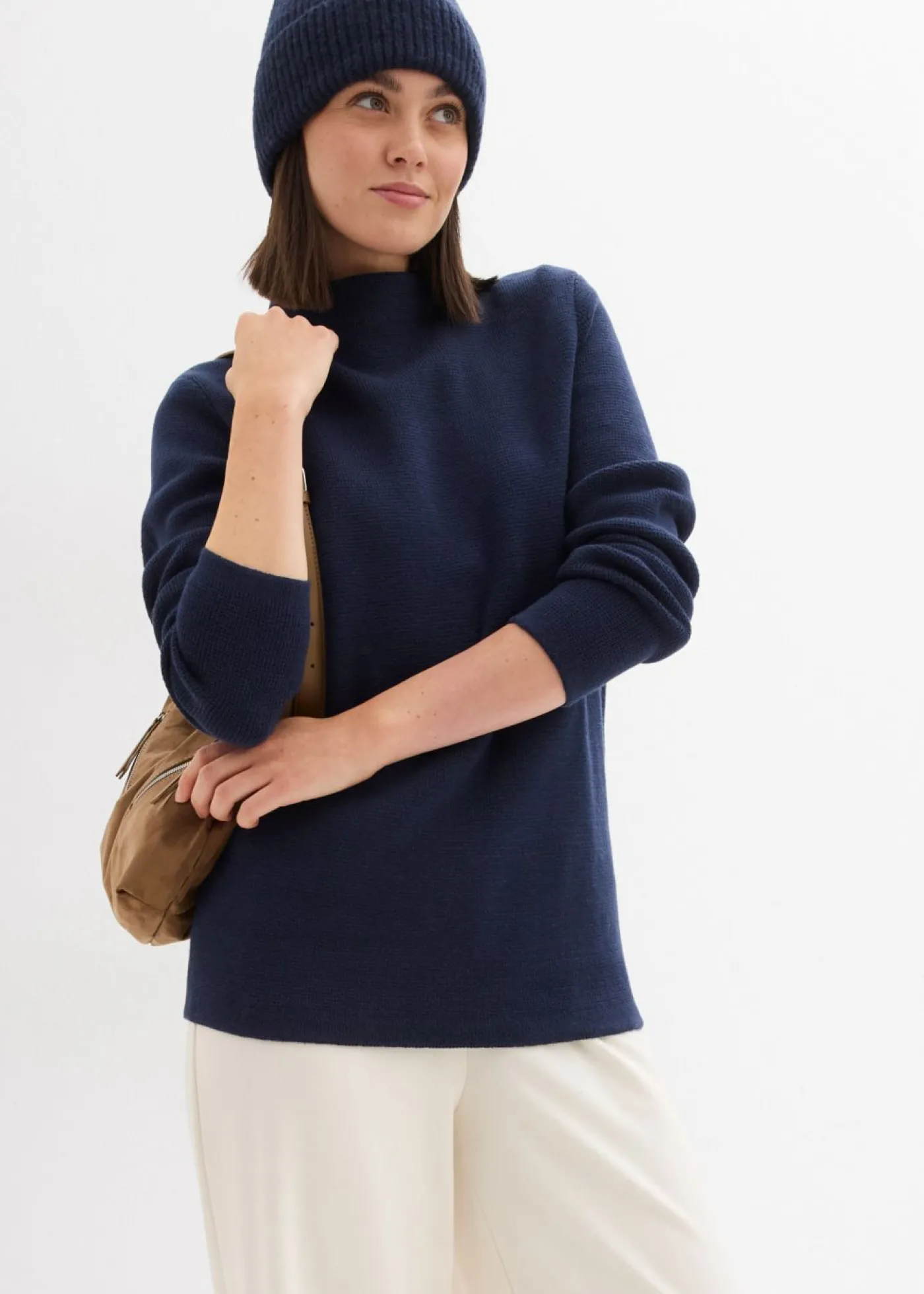 bonprix bonprix Jersey con cuello alto Azul marino New