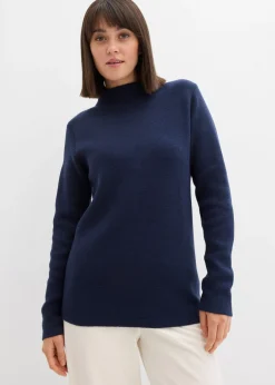 bonprix bonprix Jersey con cuello alto Azul marino New