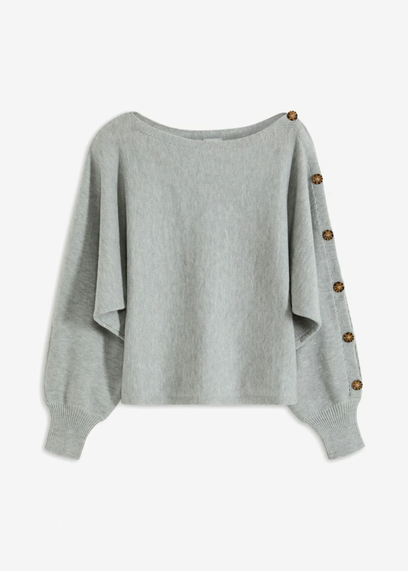 bonprix bonprix Jersey con detalles de botón Gris claro jaspeado Online