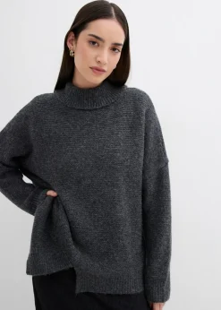 bonprix bonprix Jersey con dobladillo asimétrico y contenido de lana Antracita jaspeado Online