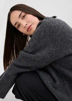 bonprix bonprix Jersey con dobladillo asimétrico y contenido de lana Antracita jaspeado Online