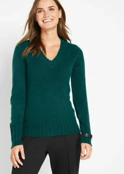 bonprix bpc bonprix collection Jersey con escote en V Verde intenso Best