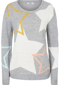 bonprix bonprix Jersey con estrellas Gris claro moteado