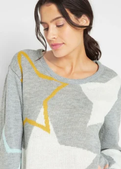 bonprix bonprix Jersey con estrellas Gris claro moteado