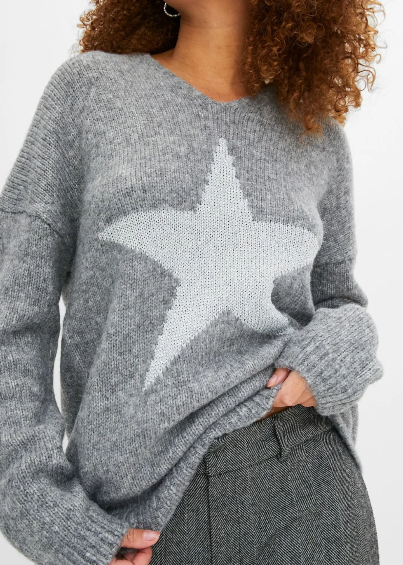bonprix bonprix Jersey con estrellas Gris jaspeado Hot