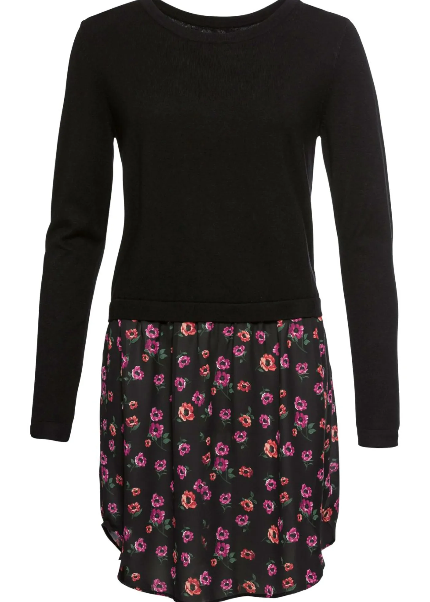 bonprix bonprix Jersey con falda negro/púrpura con flores New