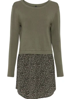 bonprix bonprix Jersey con falda verde oliva con flores Best