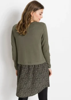 bonprix bonprix Jersey con falda verde oliva con flores Best