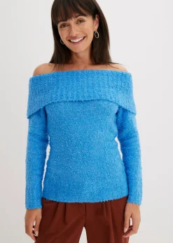 bonprix bonprix Jersey con hombros al descubierto azul brillante Hot