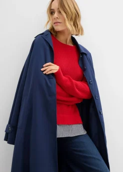 bonprix bonprix Jersey con inserto de blusa rojo lava-blanco-gris sombra