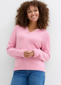 bonprix bonprix Jersey con inserto de encaje orquídea ahumado Outlet