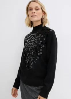 bonprix bonprix Jersey con lentejuelas Negro Outlet