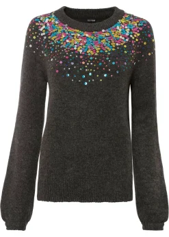 bonprix bonprix Jersey con lentejuelas coloridas Antracita jaspeado New