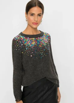 bonprix bonprix Jersey con lentejuelas coloridas Antracita jaspeado New