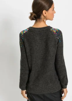 bonprix bonprix Jersey con lentejuelas coloridas Antracita jaspeado New