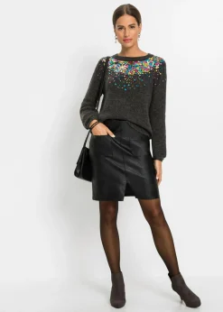 bonprix bonprix Jersey con lentejuelas coloridas Antracita jaspeado New