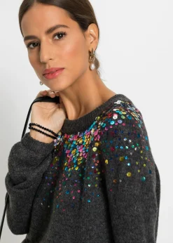 bonprix bonprix Jersey con lentejuelas coloridas Antracita jaspeado New