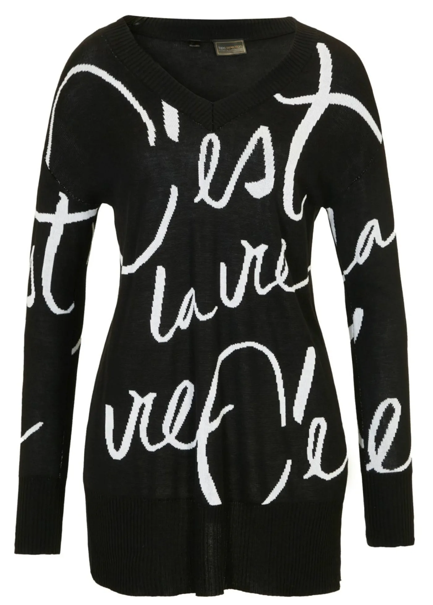 bonprix bonprix Jersey con letras Negro-blanco Outlet