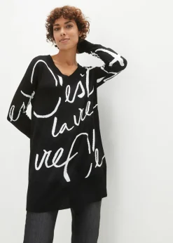 bonprix bonprix Jersey con letras Negro-blanco Outlet