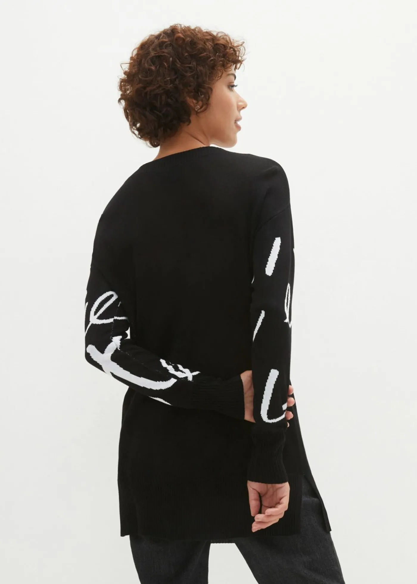 bonprix bonprix Jersey con letras Negro-blanco Outlet