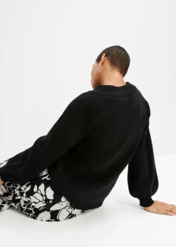 bonprix bonprix Jersey con mangas abullonadas Negro Outlet