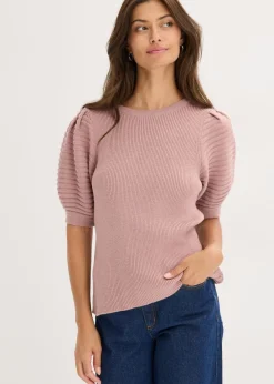 bonprix bonprix Jersey con mangas abullonadas Rosa palo Sale