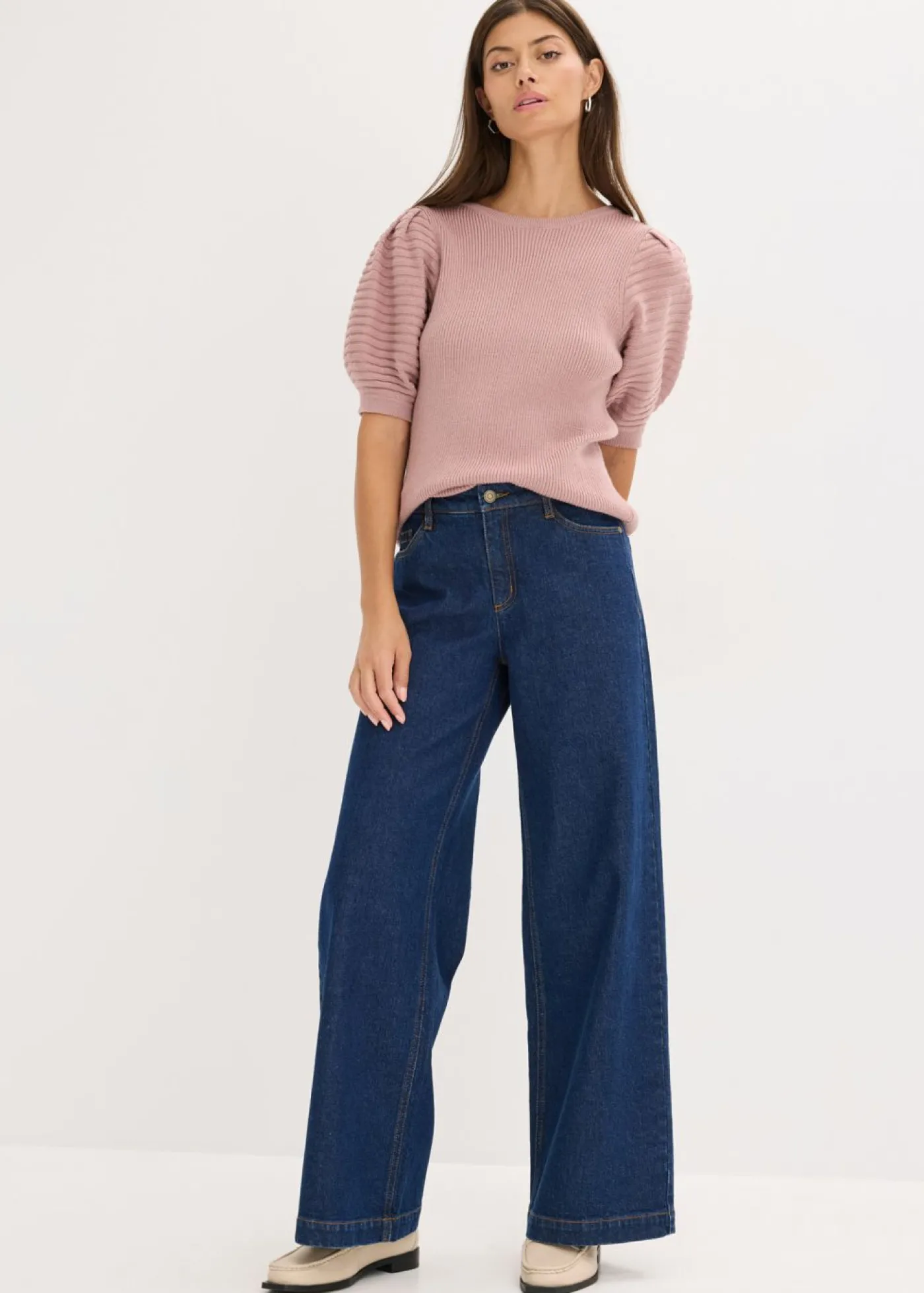 bonprix bonprix Jersey con mangas abullonadas Rosa palo Sale