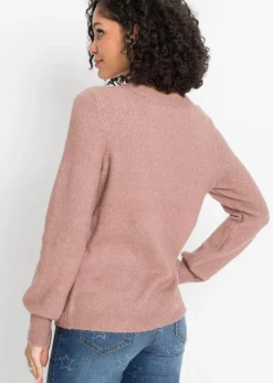 bonprix bonprix Jersey con mangas abullonadas rosa palo jaspeado Hot