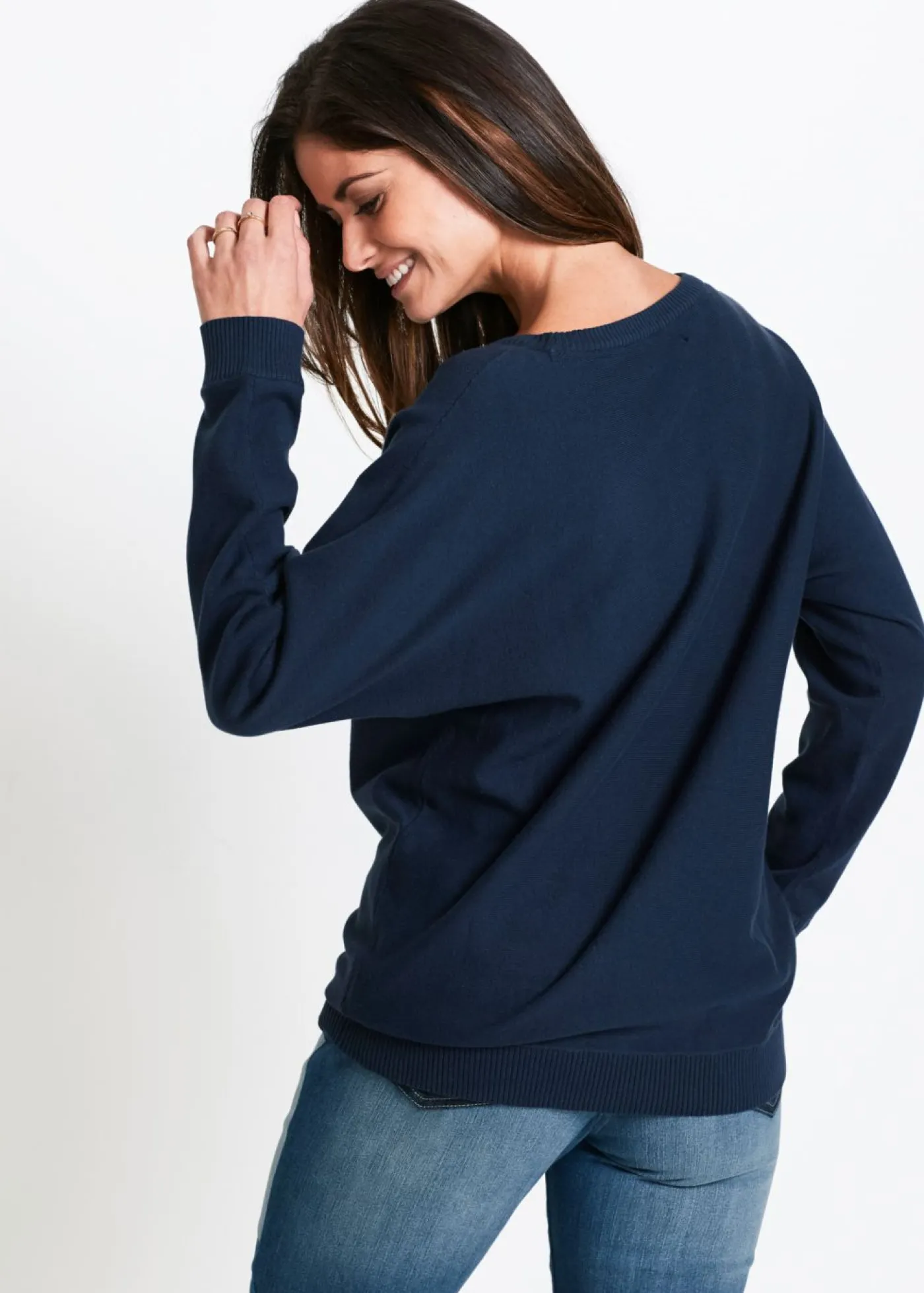 bonprix bonprix Jersey con mangas murciélago Azul marino New
