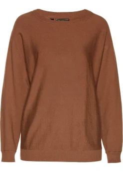 bonprix bonprix Jersey con mangas murciélago castaño New