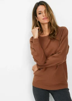 bonprix bonprix Jersey con mangas murciélago castaño New
