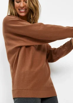 bonprix bonprix Jersey con mangas murciélago castaño New