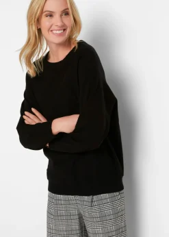 bonprix bonprix Jersey con mangas murciélago Negro New