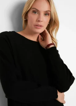 bonprix bonprix Jersey con mangas murciélago Negro New