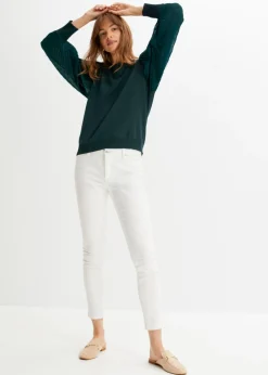 bonprix bonprix Jersey con mangas plisadas de viscosa sostenible Verde intenso