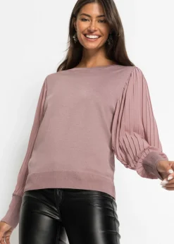 bonprix bonprix Jersey con mangas plisadas de viscosa sostenible palisandro Discount