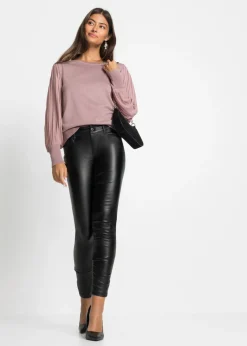 bonprix bonprix Jersey con mangas plisadas de viscosa sostenible palisandro Discount