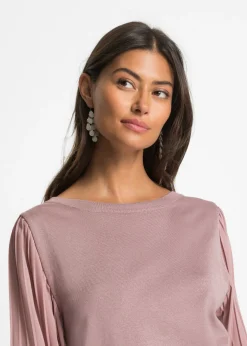 bonprix bonprix Jersey con mangas plisadas de viscosa sostenible palisandro Discount